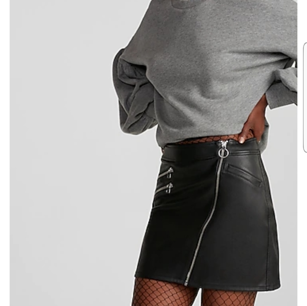 Express Minus The Leather Asymmetrical Moto Skirt